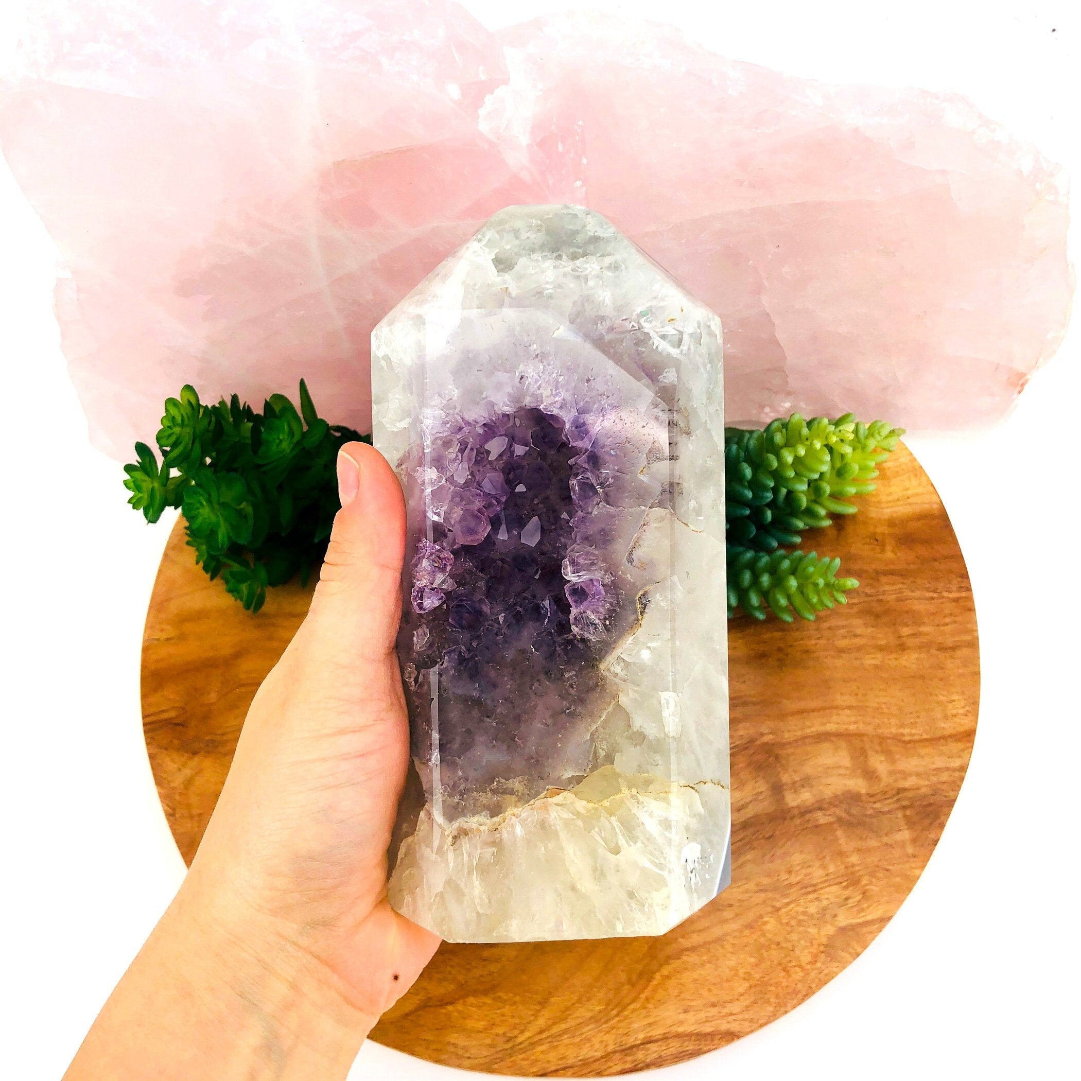 Amethyst Crystal Druzy Agate Tower - OOAK -