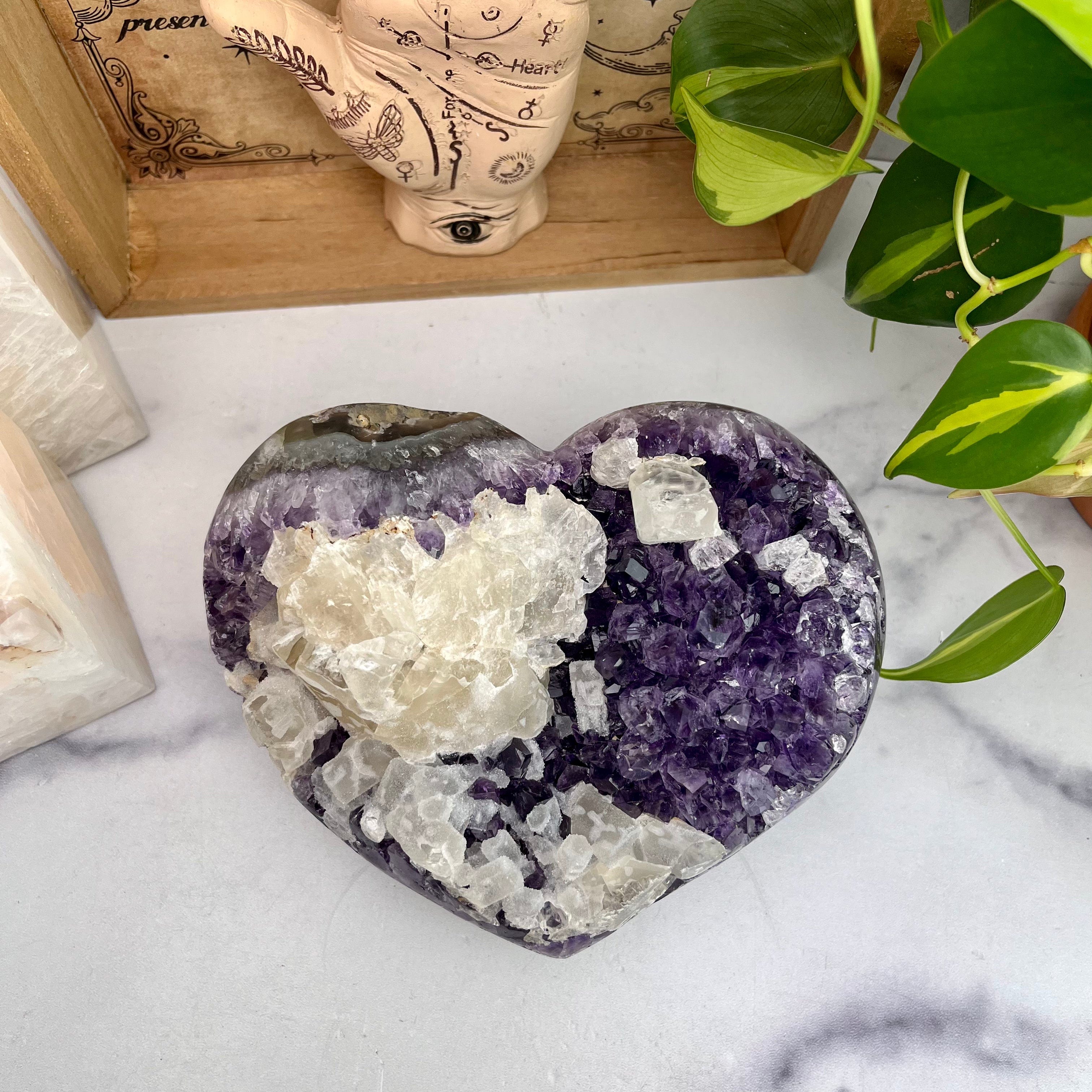 Purple Amethyst Cluster Heart