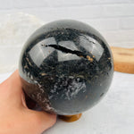 Black Tourmilated Quartz Sphere - OOAK - Polished