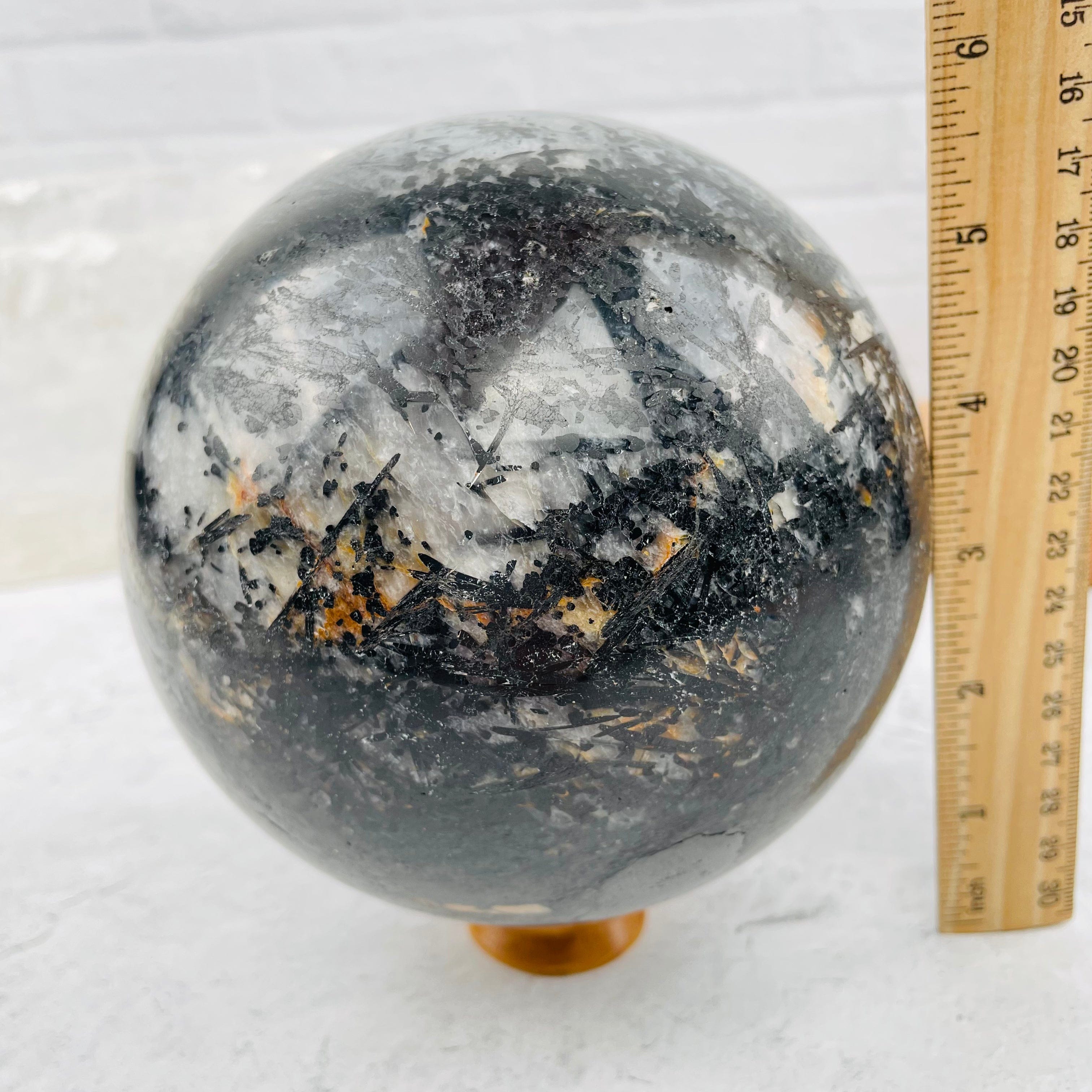 Black Tourmilated Quartz Sphere - Big- OOAK