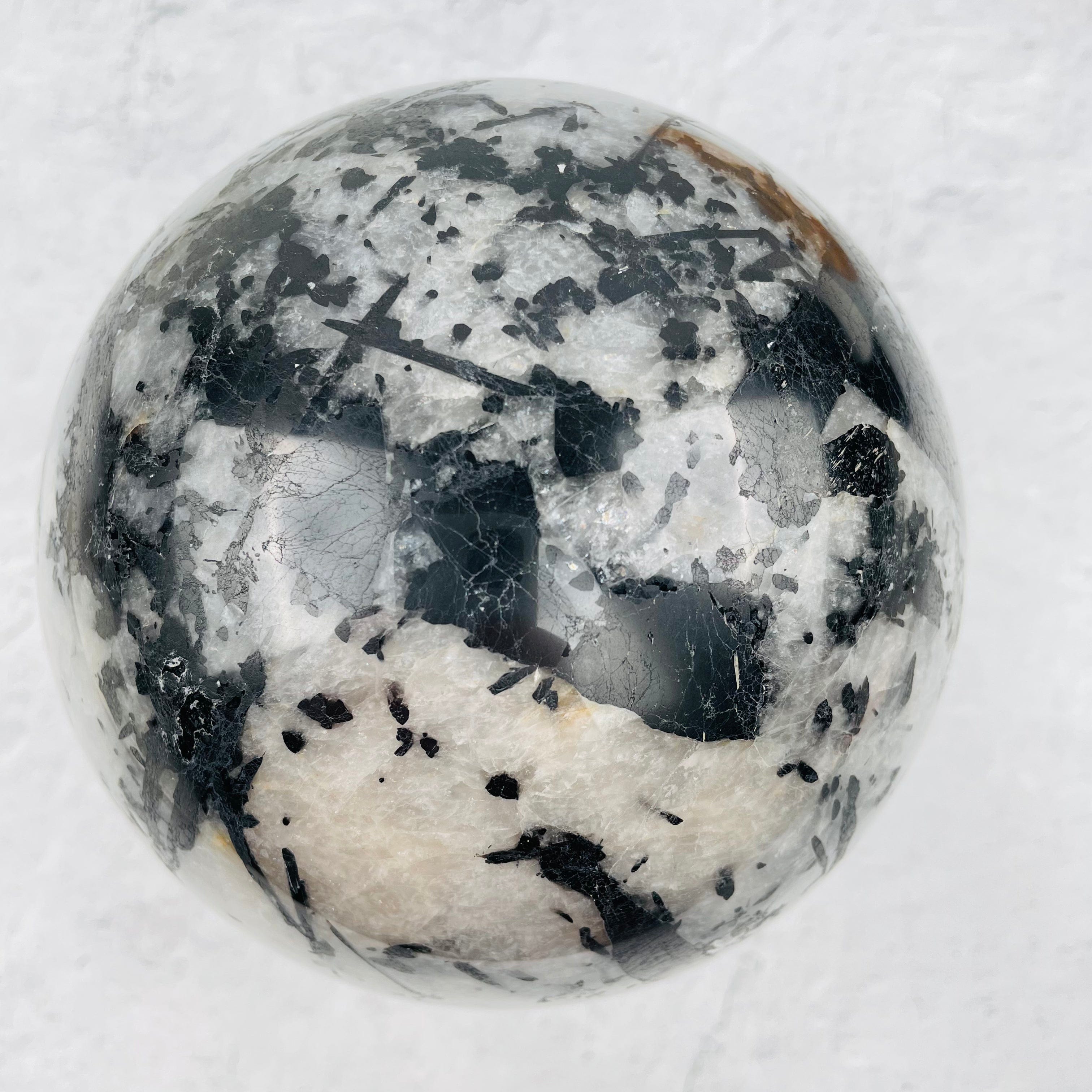 Black Tourmilated Quartz Sphere - Massive - OOAK