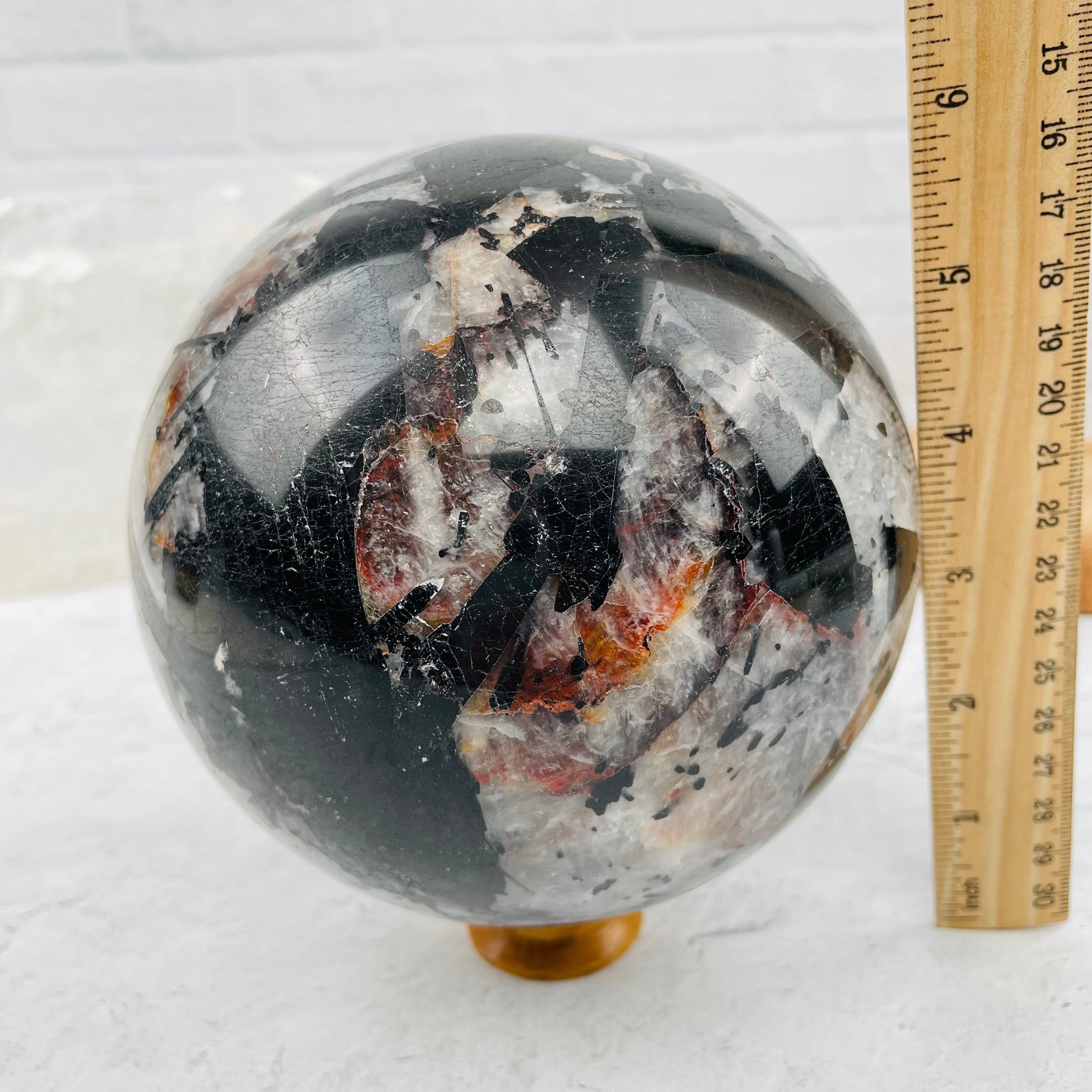 Black Tourmilated Quartz Sphere - Gigantic - OOAK